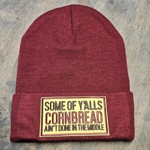 NWT Country Journey Red Beanie with Cornbread Patch